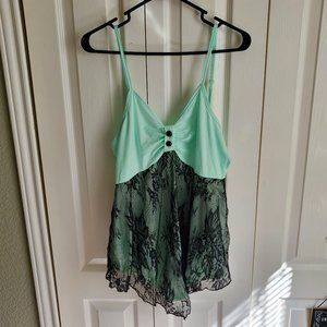 Floral Lace Insert Ruched Asymmetric Hem Corset Skirted Cami Tank Top